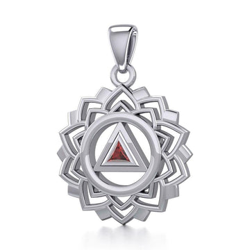 Crown Chakra with Recovery Gemstone Symbols Silver Pendant TPD5307 - Jewelry